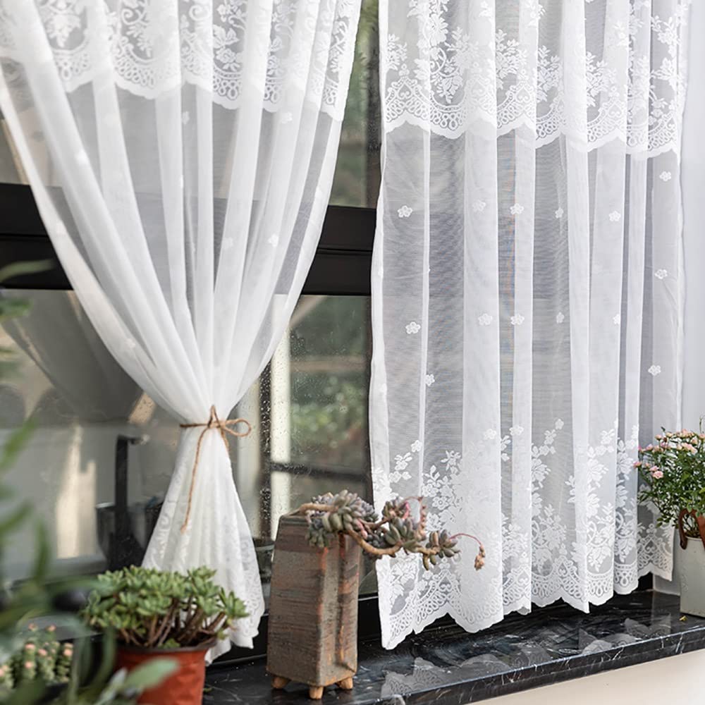 Amazon｜MOUP カフェカーテン キッチン レースカーテン アメリカン